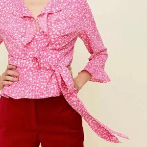Aritzia Little Moon Julep Blouse Ruffled wrap blouse